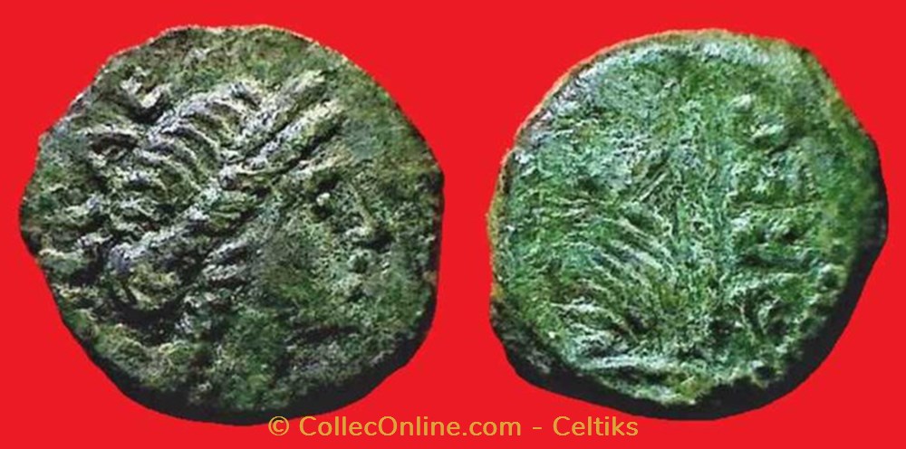 bronze au démos VOLCAE / AREC monnaies antiques celtes bronze au demos volcae arec