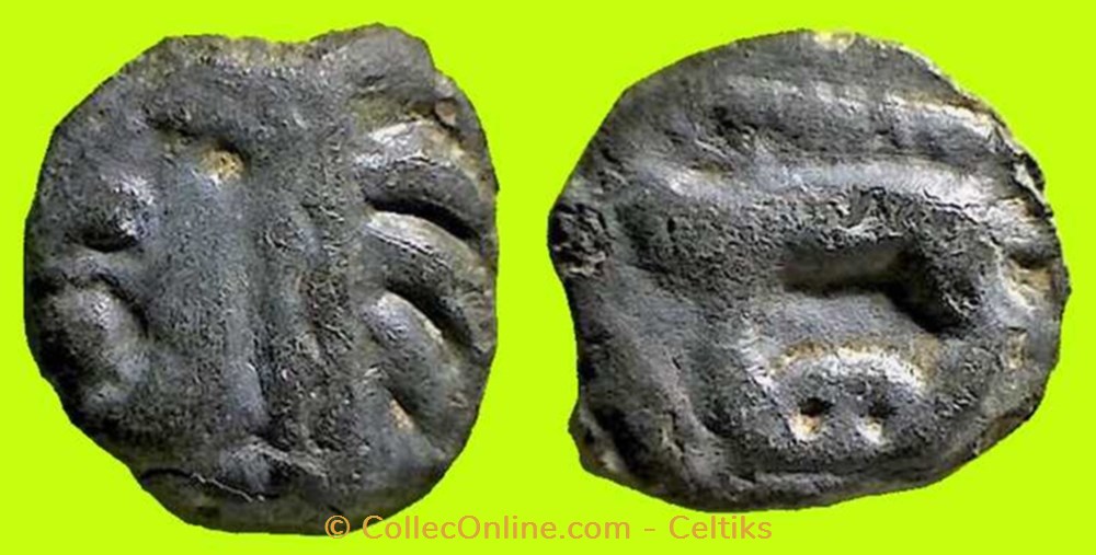 potin tête d'indien type de " TREMBLOIS " monnaies antiques a celtes potin tete indien type de tremblois