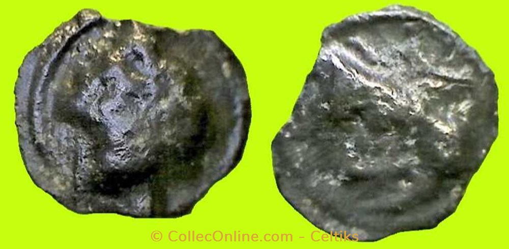 potin à la tête diabolique - cl 1 a var monnaies antiques celtes potin a la tete diabolique cl 1 a var
