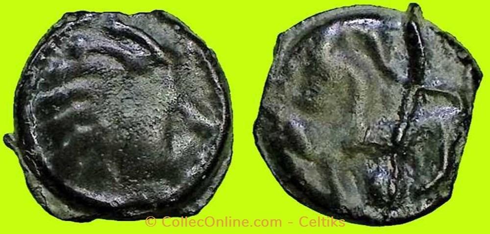 potin à la tête d'indien ** monnaies antiques celtes potin a la tete indien