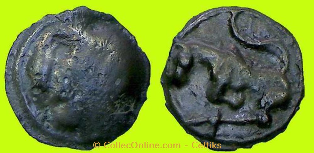 potin à la tête diabolique - cl 5 var monnaies antiques celtes potin a la tete diabolique cl 5 var