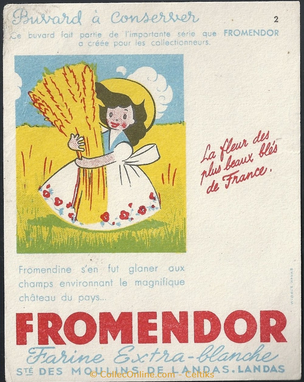 buvard - alimentation FROMENDOR 2 objets publicitaires buvards buvard alimentation fromendor