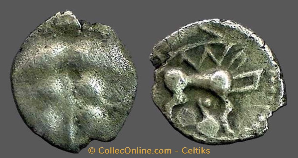 obole du pont de la CHALOIRE - l monnaies antiques celtes obole du pont de la chaloire l