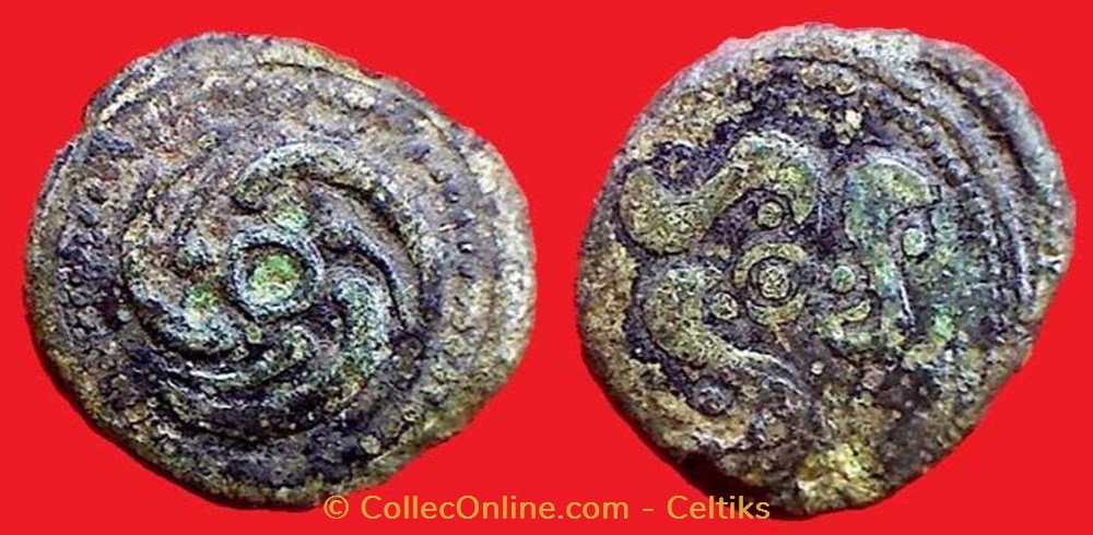 monnaies antiques celtes bronze au trois poissons