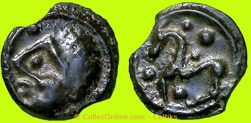 potin à la tête casquée et au cheval monnaies antiques celtes potin a la tete casquee et au cheval