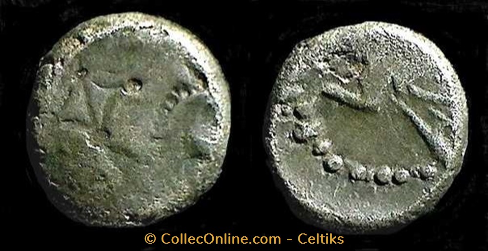 incus - denier à l'hippocampe monnaie antique av jc ap gauloise incus denier a hippocampe