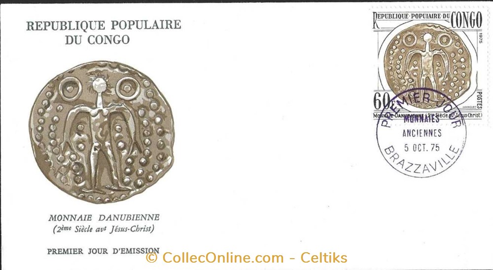 enveloppe - monnaie gauloise timbre afrique republique du congo enveloppe monnaie gauloise