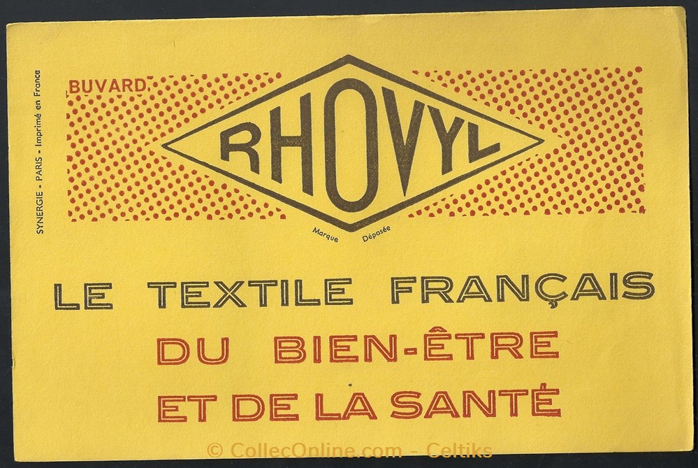 buvard - linge RHOVYL objets publicitaires buvards buvard linge rhovyl