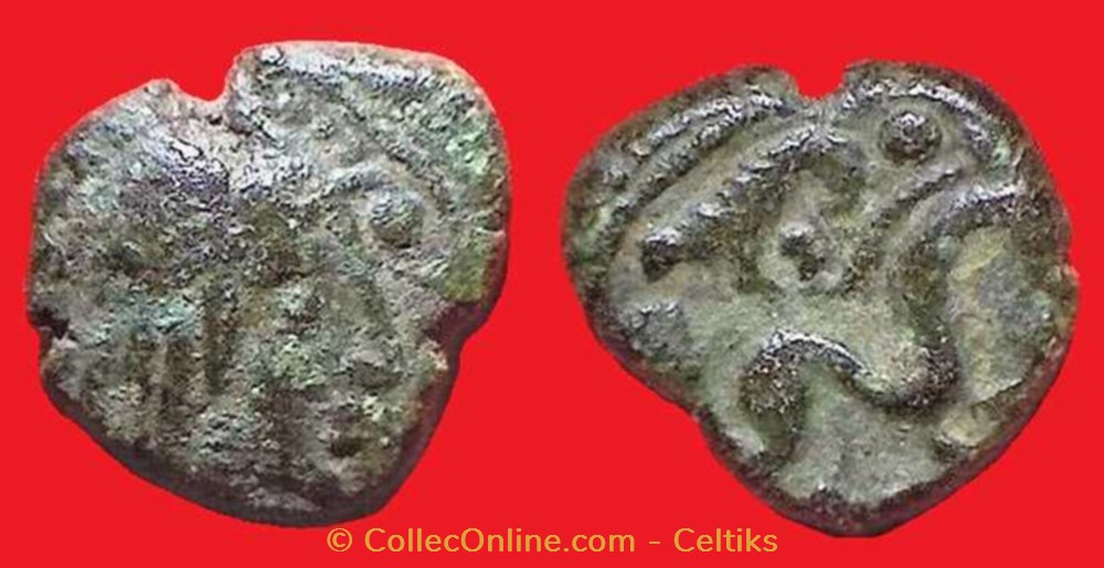 bronze au cheval et à la tête aux cheveux calamistrés monnaies antiques celtes bronze au cheval et a la tete aux cheveux calamistres
