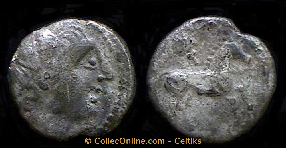 monnaies antiques celtes fraction a la tete diademee et au cheval