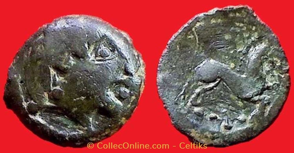 monnaies antiques celtes bronze au cheval et a la croix
