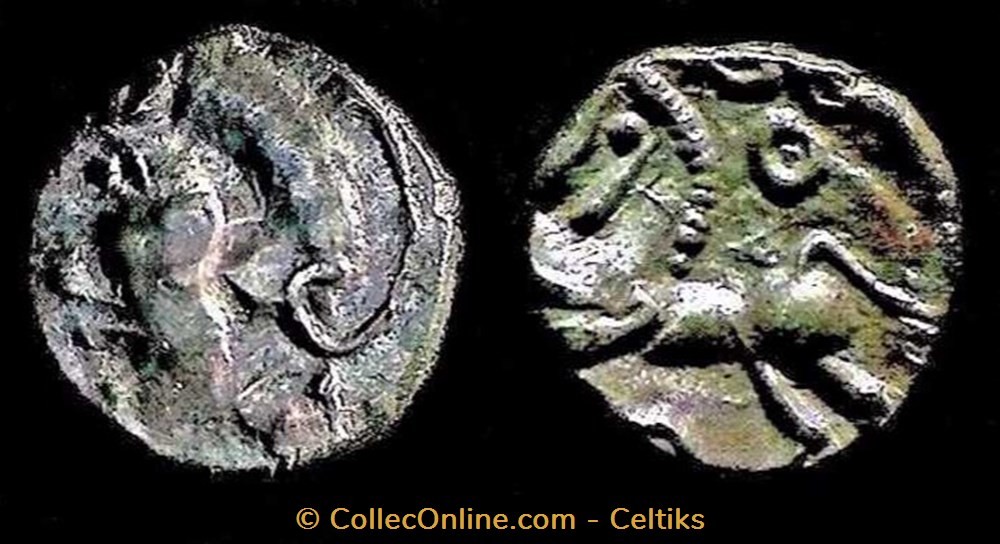 denier à la tête casquée - type 1a monnaies antiques celtes denier a la tete casquee type 1a