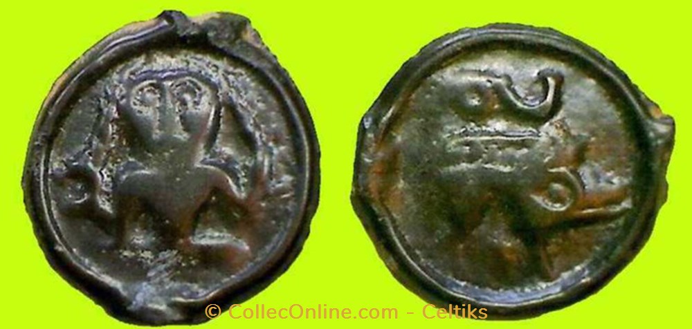 potin au personnage de face - c monnaies antiques celtes potin au personnage de face c