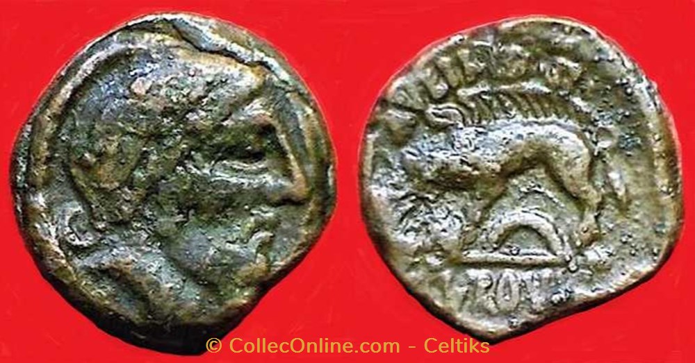 bronze au sanglier enseigne ECTA EBVRO AVLIRCO EBVROVIC monnaies antiques celtes bronze au sanglier enseigne ecta ebvro avlirco ebvrovic