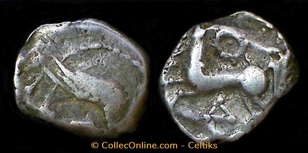 denier à la tête casquée - type 6 monnaies antiques celtes denier a la tete casquee type 6