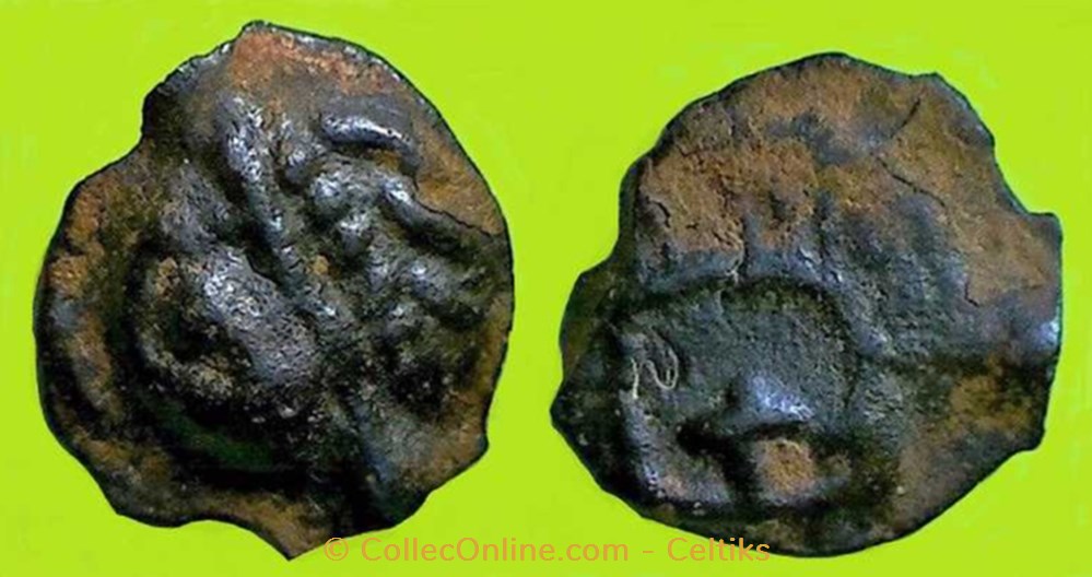 potin à la tête d'indien - g monnaies antiques celtes potin a la tete indien g