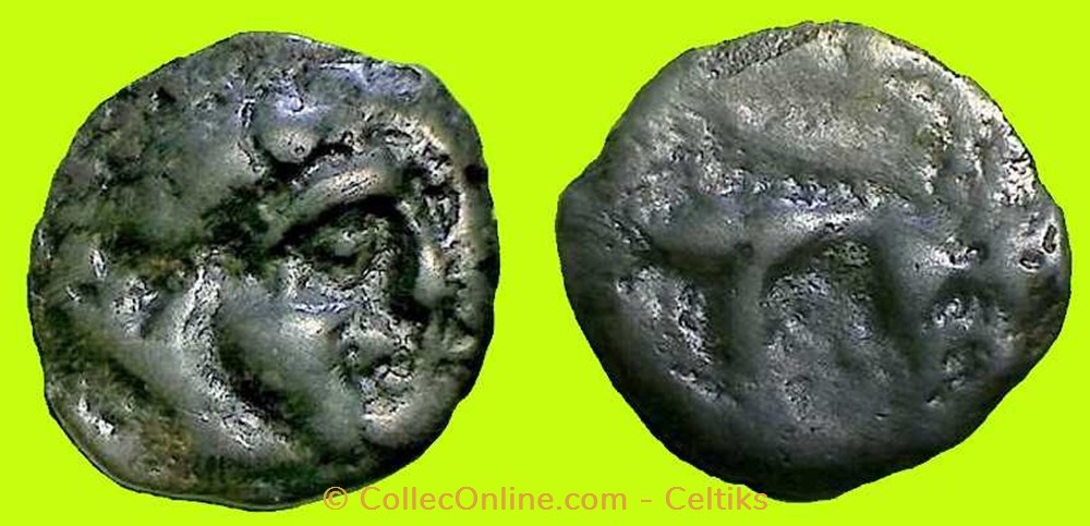 potin à la tête casquée et au sanglier monnaies antiques celtes potin a la tete casquee et au sanglier