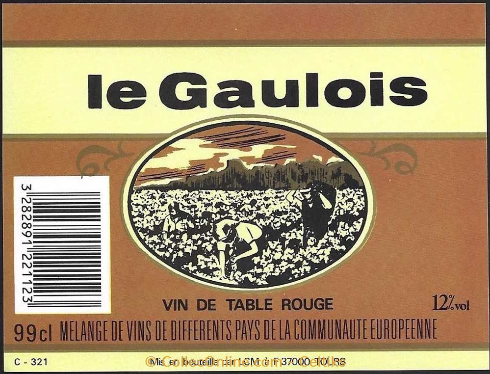 vin - " le gaulois " 3 art de la table argenterie bistrot alimentation etiquettes vin le gaulois 3