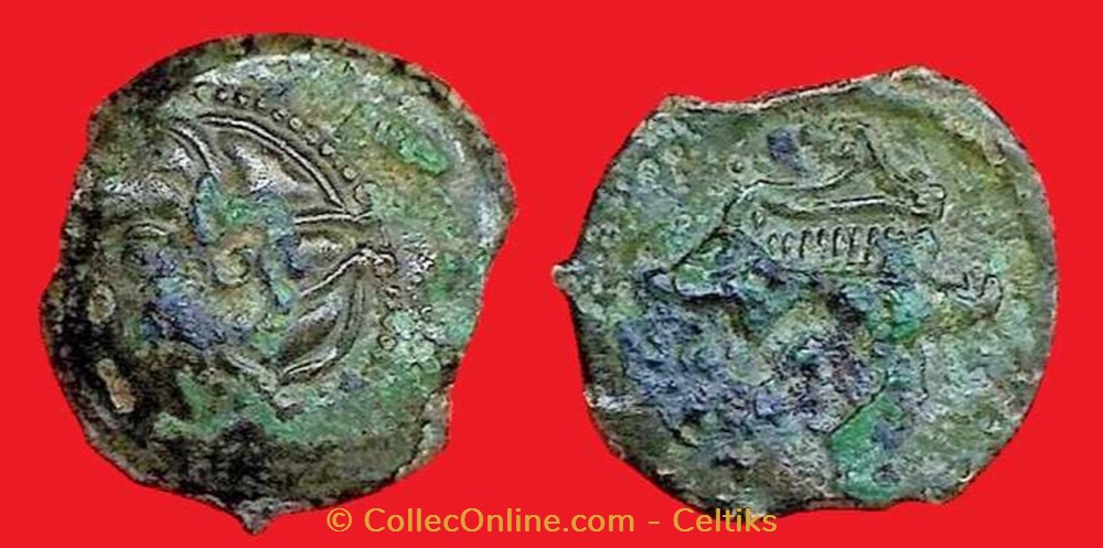 bronze au sanglier et à la fibule * monnaies antiques celtes bronze au sanglier et a la fibule