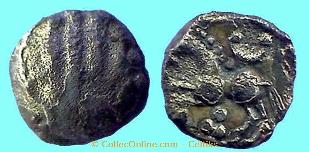 quart de statère aux segments de cercles - 08 monnaies antiques celtes quart de statere aux segments de cercles 08