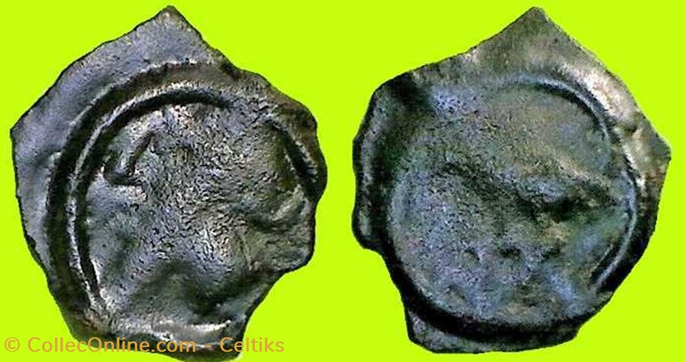 potin à l'oiseau et tête barbue monnaies antiques celtes potin a oiseau et tete barbue