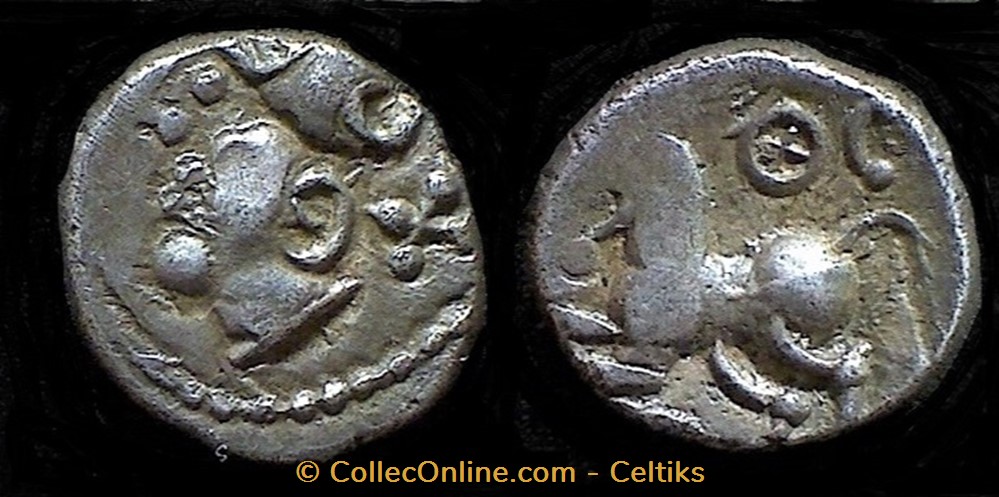 denier à la tête casquée - type 1a monnaies antiques celtes denier a la tete casquee type 1a