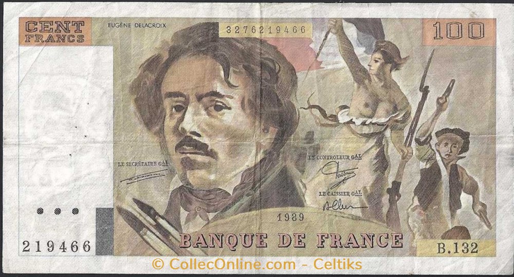 billets europe france 100 francs delacroix type 1978 modifie