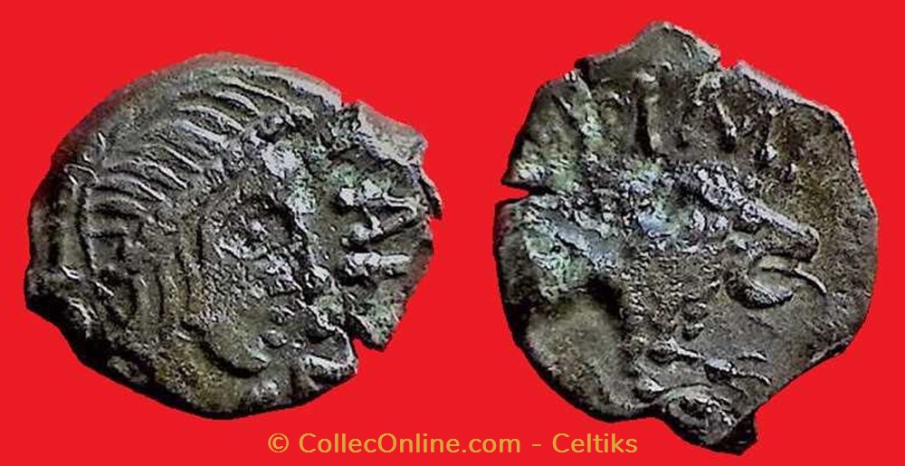 bronze CARCVS / A.HIR.IMP au lion monnaies antiques celtes bronze carcvs a hir imp au lion