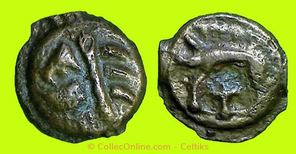 potin à la tête d'indien - cl 1 g monnaies antiques celtes potin a la tete indien cl 1 g