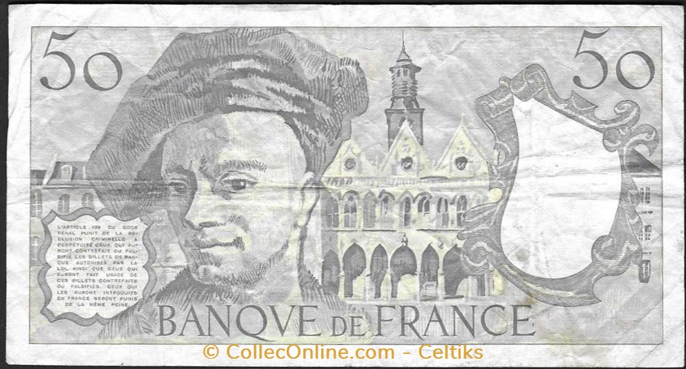 50 francs ( QUENTIN DE LA TOUR ) - type 1976 billets europe france 50 francs quentin de la tour type 1976