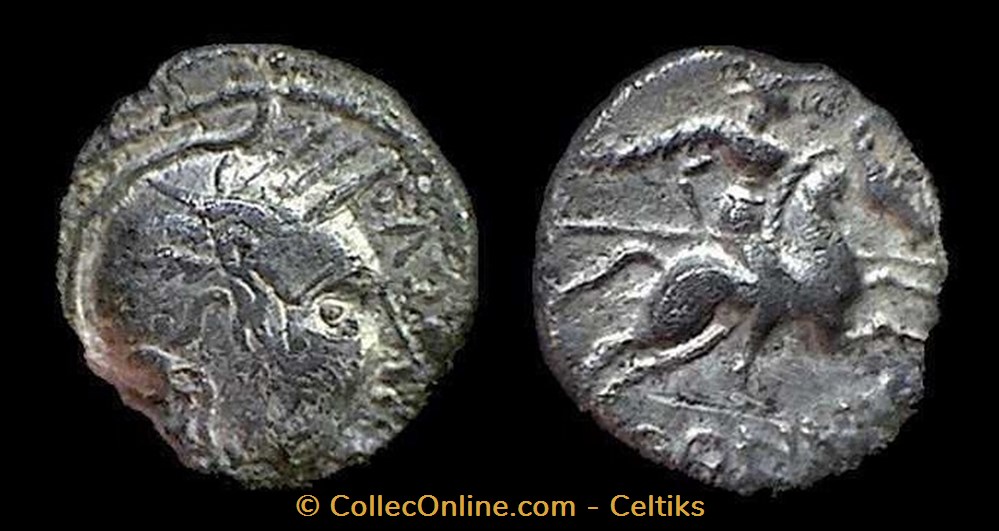 denier au cavalier DVRNACCVS / DONNVS monnaies antiques celtes denier au cavalier dvrnaccvs donnvs