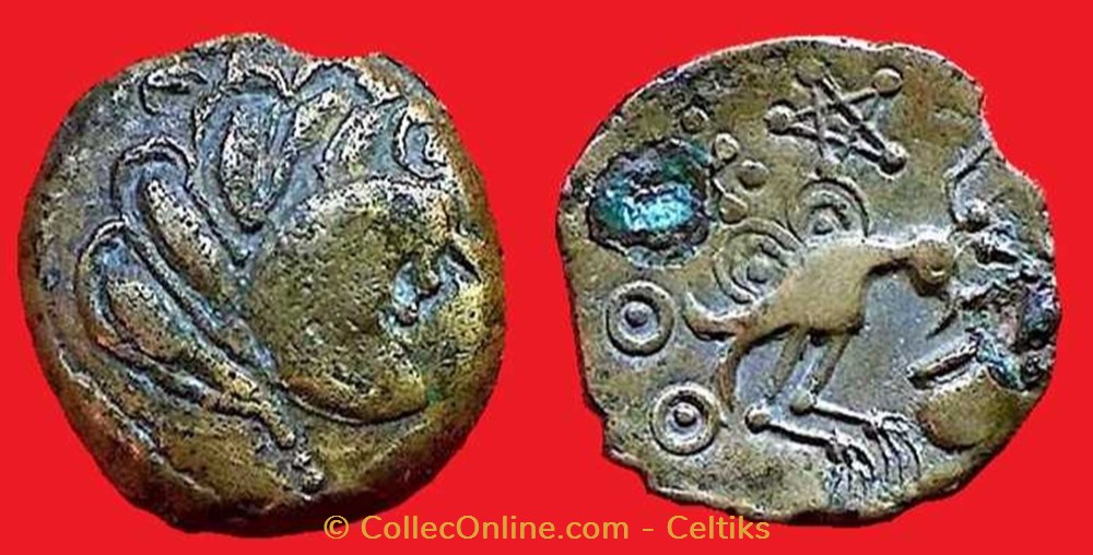 bronze à l'oiseau - classe 8 b var monnaies antiques celtes bronze a oiseau classe 8 b var
