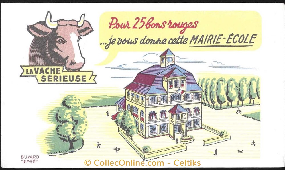 buvard - alimentation LA VACHE SERIEUSE 3 objets publicitaires buvards buvard alimentation la vache serieuse