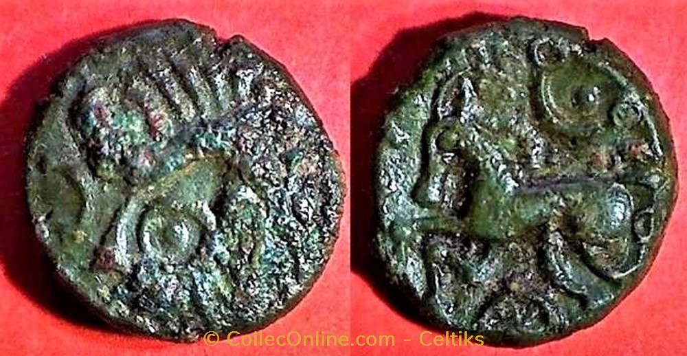 bronze au sanglier et au cheval monnaie antique av jc ap gauloise bronze au sanglier et au cheval