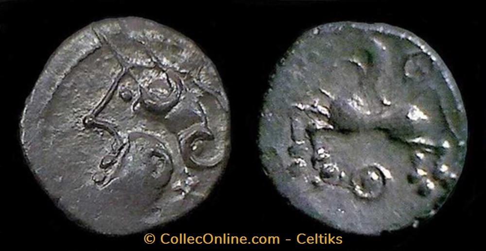 denier à la tête casquée - type 1a monnaies antiques celtes denier a la tete casquee type 1a