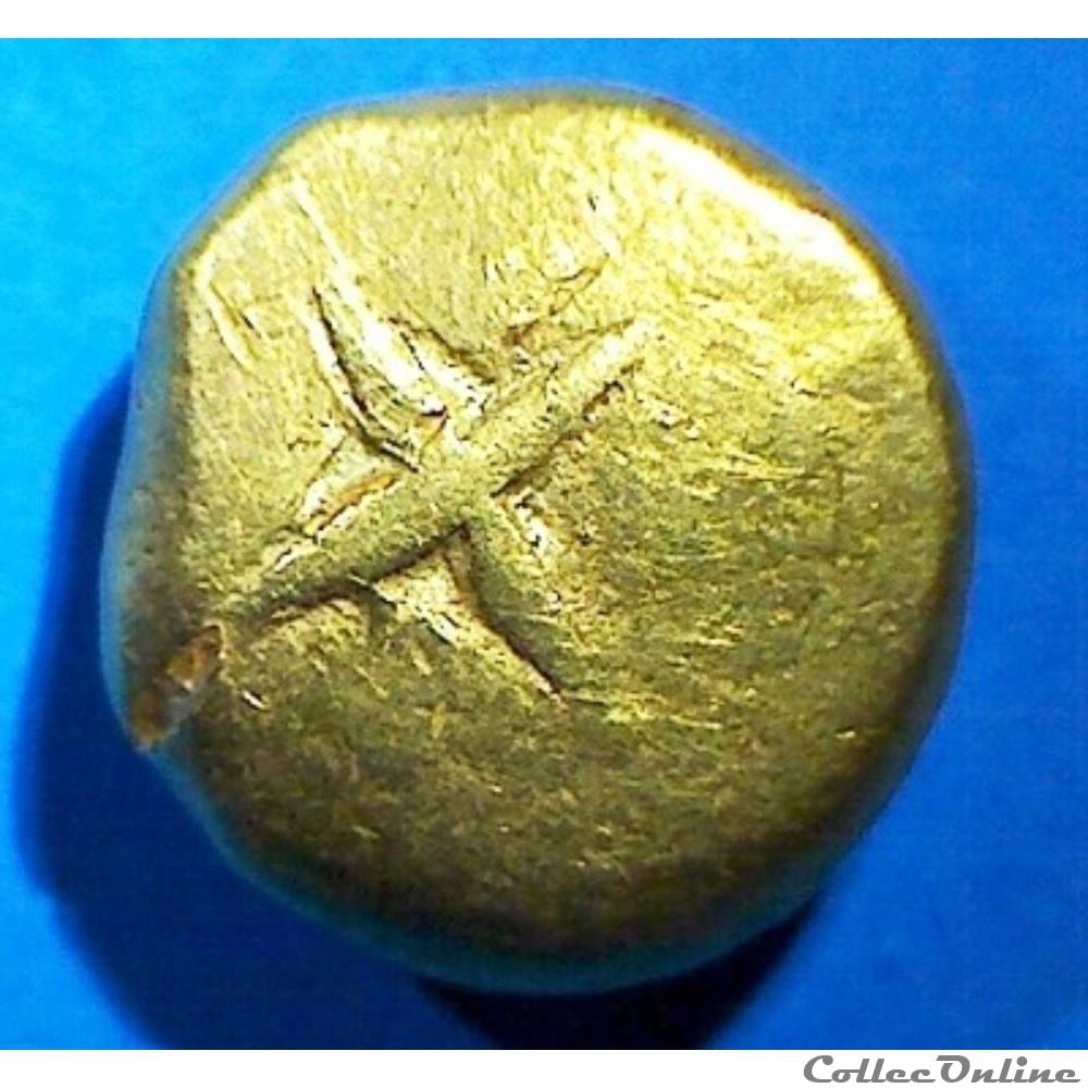 monnaie antique gauloise serie 293 dt 2537 var statere globulaire a la coix