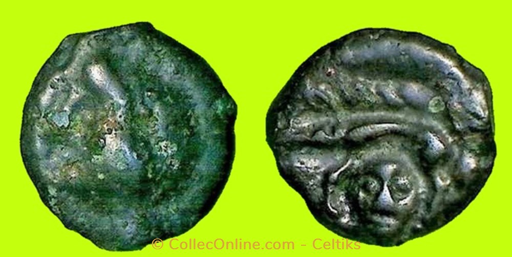 potin à la tête humaine sous le sanglier - 19.1 monnaies antiques celtes potin a la tete humaine sous le sanglier 19 1