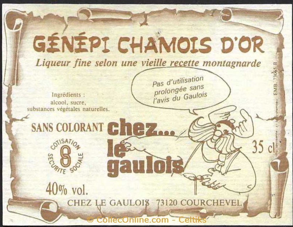 SPIRITUEUX - chez le gaulois divers alcool et genepi spiritueux chez le gaulois