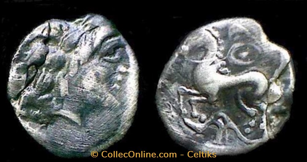 fraction au cheval et au bouclier - gauche (a) monnaies antiques celtes fraction au cheval et au bouclier gauche a