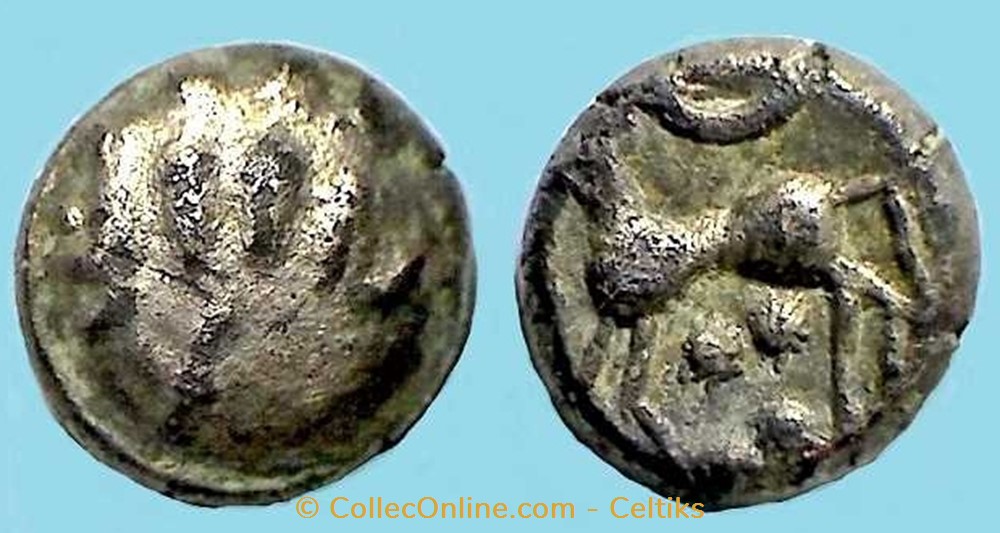 quart de statère aux segments de cercles - 10 monnaies antiques celtes quart de statere aux segments de cercles 10