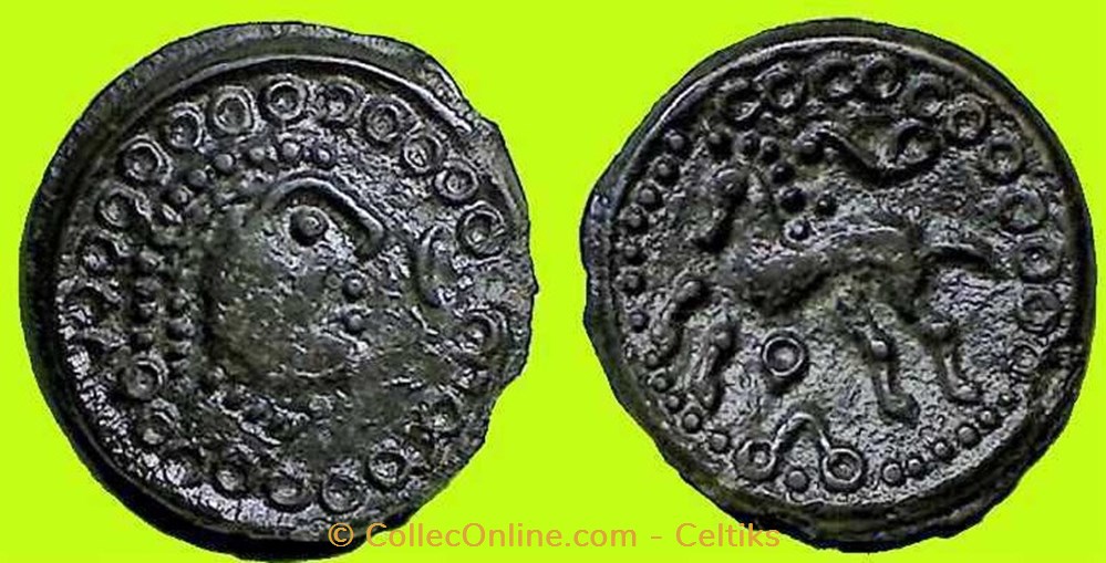 potin à la grosse tête bouclée monnaies antiques celtes potin a la grosse tete bouclee