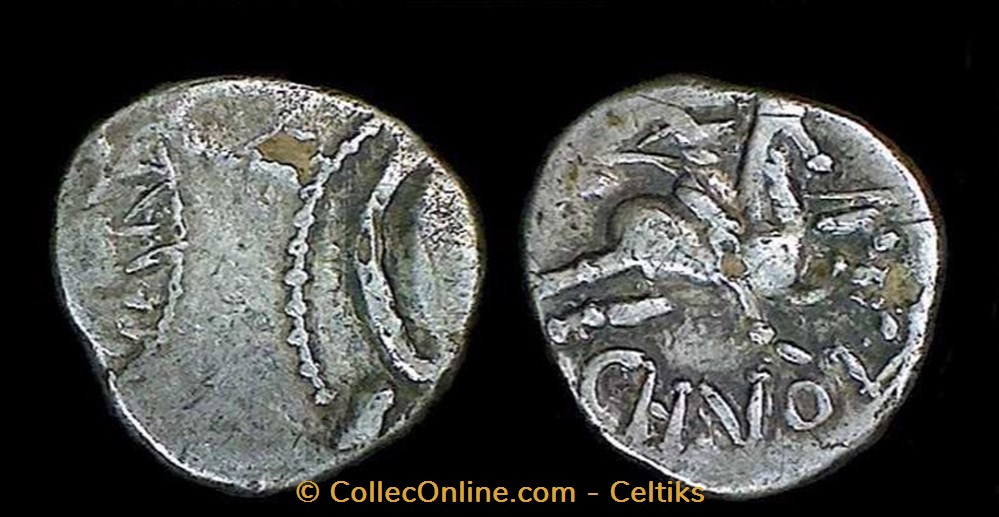 denier au cavalier ROVV / CN.VOL monnaies antiques celtes denier au cavalier rovv cn vol