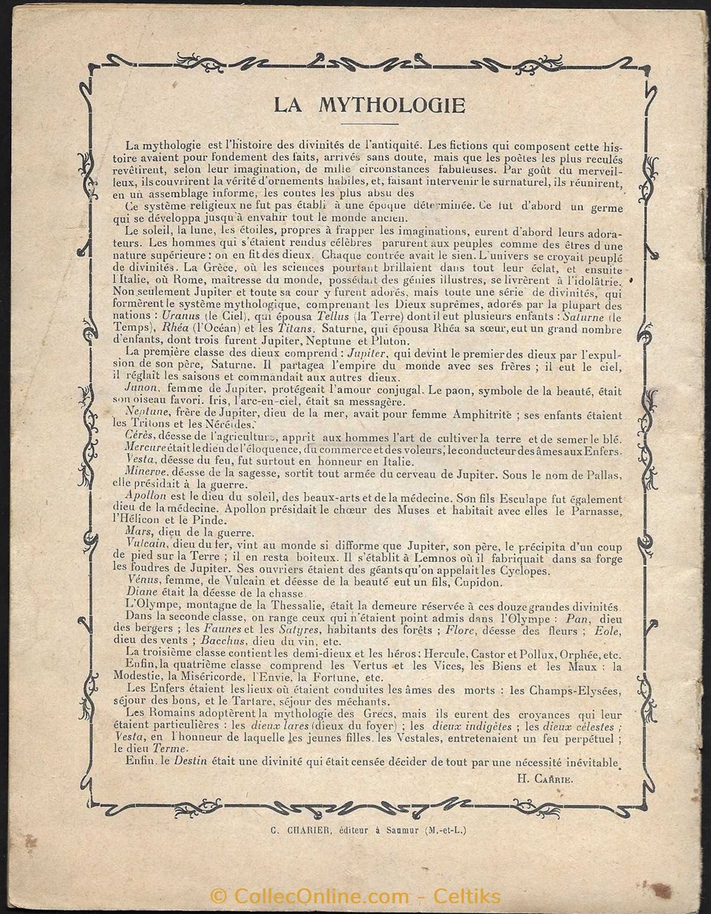 protège cahier - les dieux de l'OLYMPE 2 documents anciens buvards cahiers illustres protege cahier les dieux de olympe