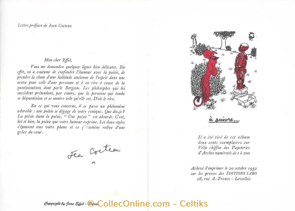 éditions LABO 1952 - JEAN EFFEL la création de l'homme 1er 2 science pharmacie editions labo 1952 jean effel la creation de homme 1er