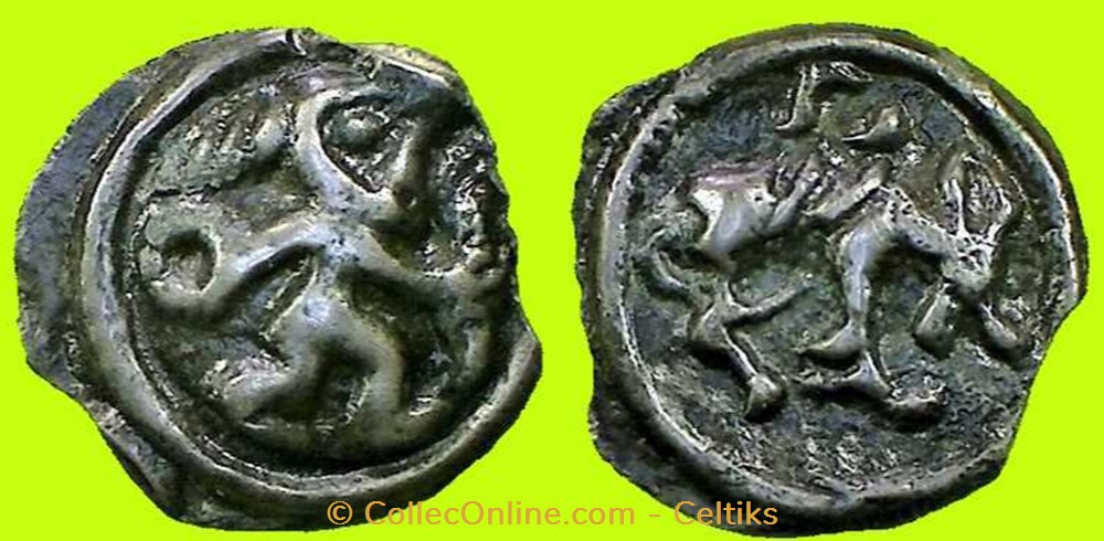 potin au guerrier courant et à l'élan # monnaies antiques celtes potin au guerrier courant et a elan