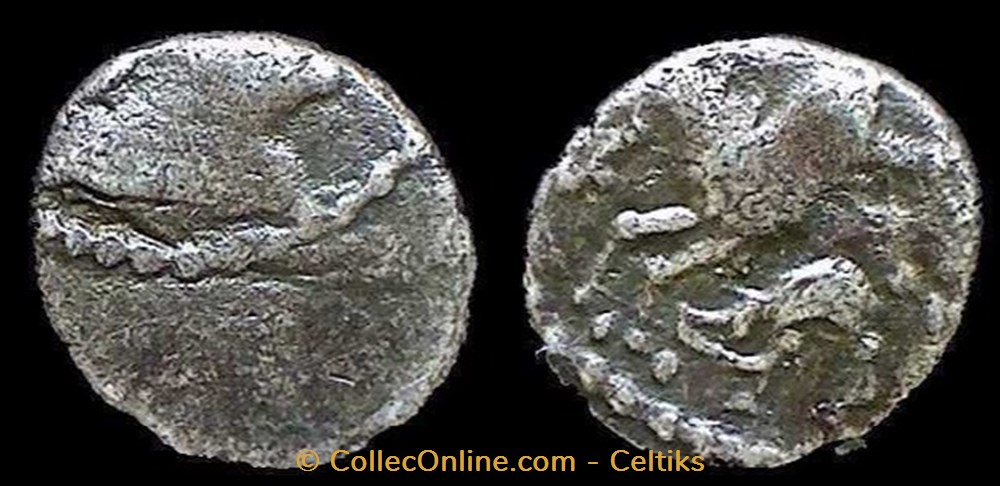 monnaies antiques celtes fraction au cheval et au sanglier