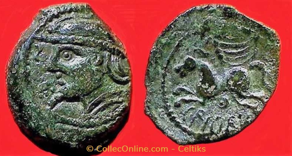 bronze CRICIRV barbu à l'annelet perlé pointé - a monnaies antiques celtes bronze cricirv barbu a annelet perle pointe a