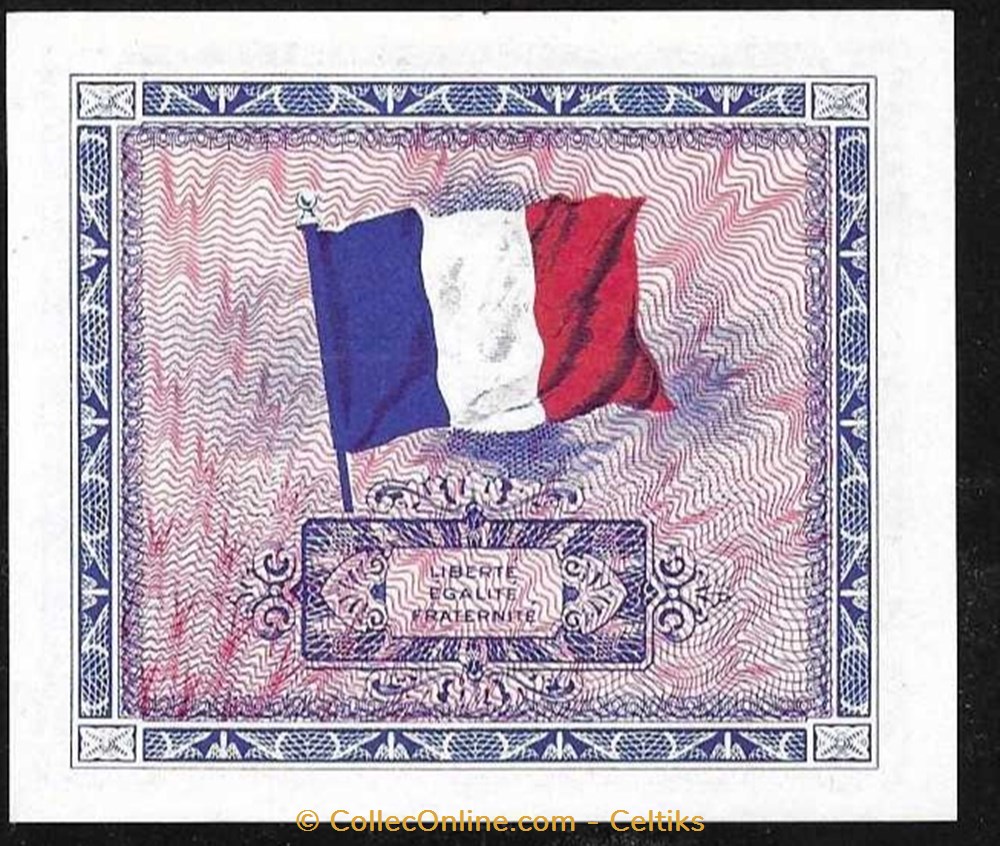 billets europe france 2 francs drapeau 1944
