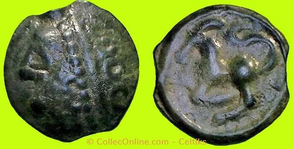 potin à la grosse tête laurée DOCI monnaies antiques celtes potin a la grosse tete lauree doci