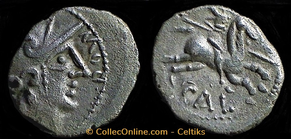 denier au cavalier ROVV / CAL monnaies antiques celtes denier au cavalier rovv cal